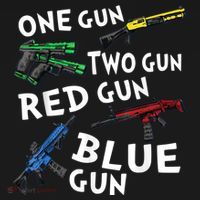 Funny Tee One Gun Two Gun Red Gun Blue Gun Custome Backpack thumb 2