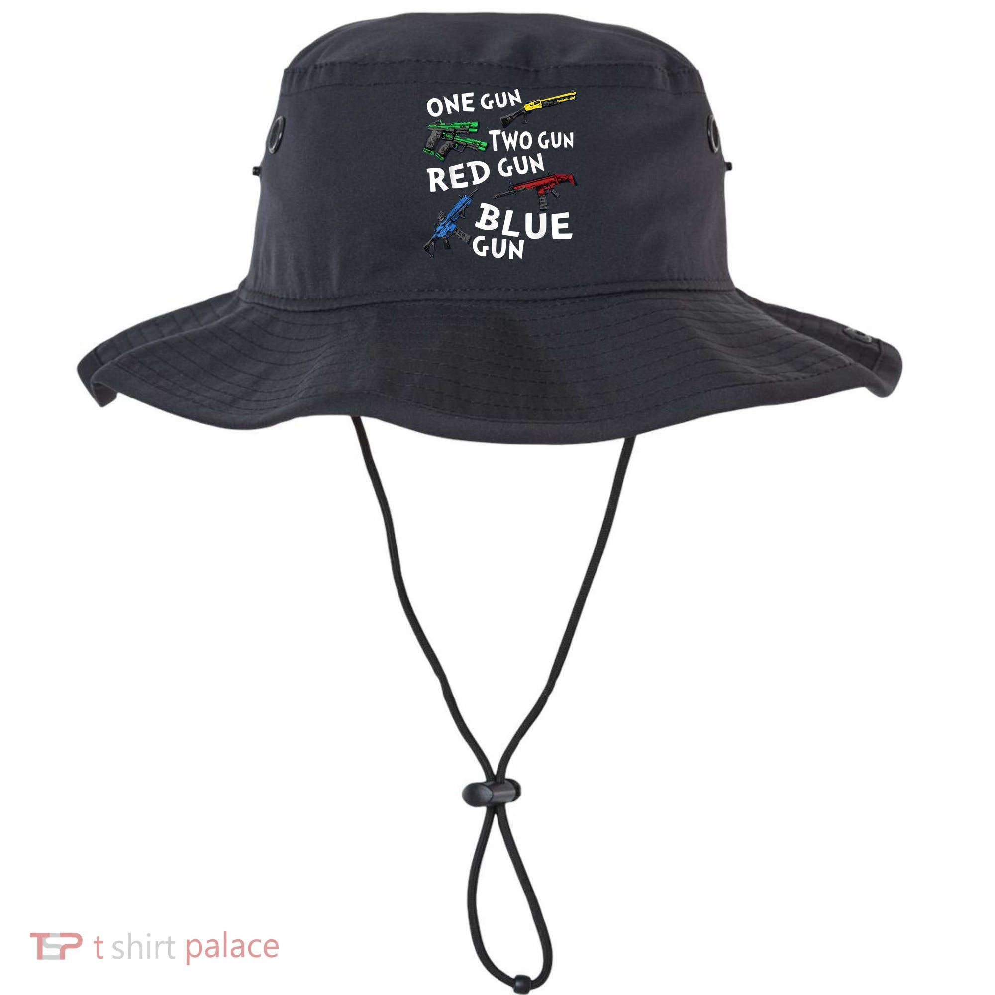 Funny Tee One Gun Two Gun Red Gun Blue Gun Custome Bucket Hat