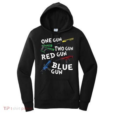Funny Tee One Gun Two Gun Red Gun Blue Gun Custome Women's Hoodie