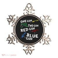 Funny Tee One Gun Two Gun Red Gun Blue Gun Custome Ornament thumb 0