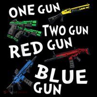 Funny Tee One Gun Two Gun Red Gun Blue Gun Custome Ornament thumb 1