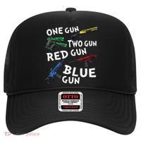 Funny Tee One Gun Two Gun Red Gun Blue Gun Custome Hat thumb 0