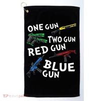 Funny Tee One Gun Two Gun Red Gun Blue Gun Custome Golf Towel thumb 0