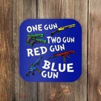 Funny Tee One Gun Two Gun Red Gun Blue Gun Custome Coaster thumb 0