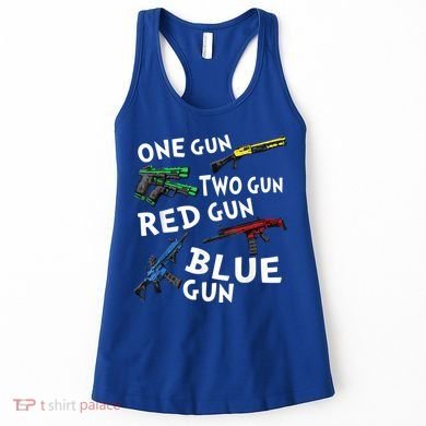 Funny Tee One Gun Two Gun Red Gun Blue Gun Custome Women's Tank Top