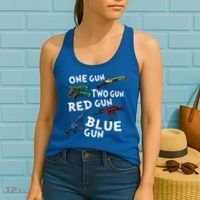 Funny Tee One Gun Two Gun Red Gun Blue Gun Custome Women's Tank Top thumb 2