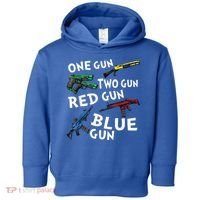 Funny Tee One Gun Two Gun Red Gun Blue Gun Custome Toddler Hoodie thumb 0