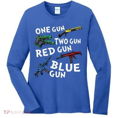 Funny Tee One Gun Two Gun Red Gun Blue Gun Custome Women's Long Sleeve Shirt