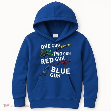 Funny Tee One Gun Two Gun Red Gun Blue Gun Custome Kids Hoodie