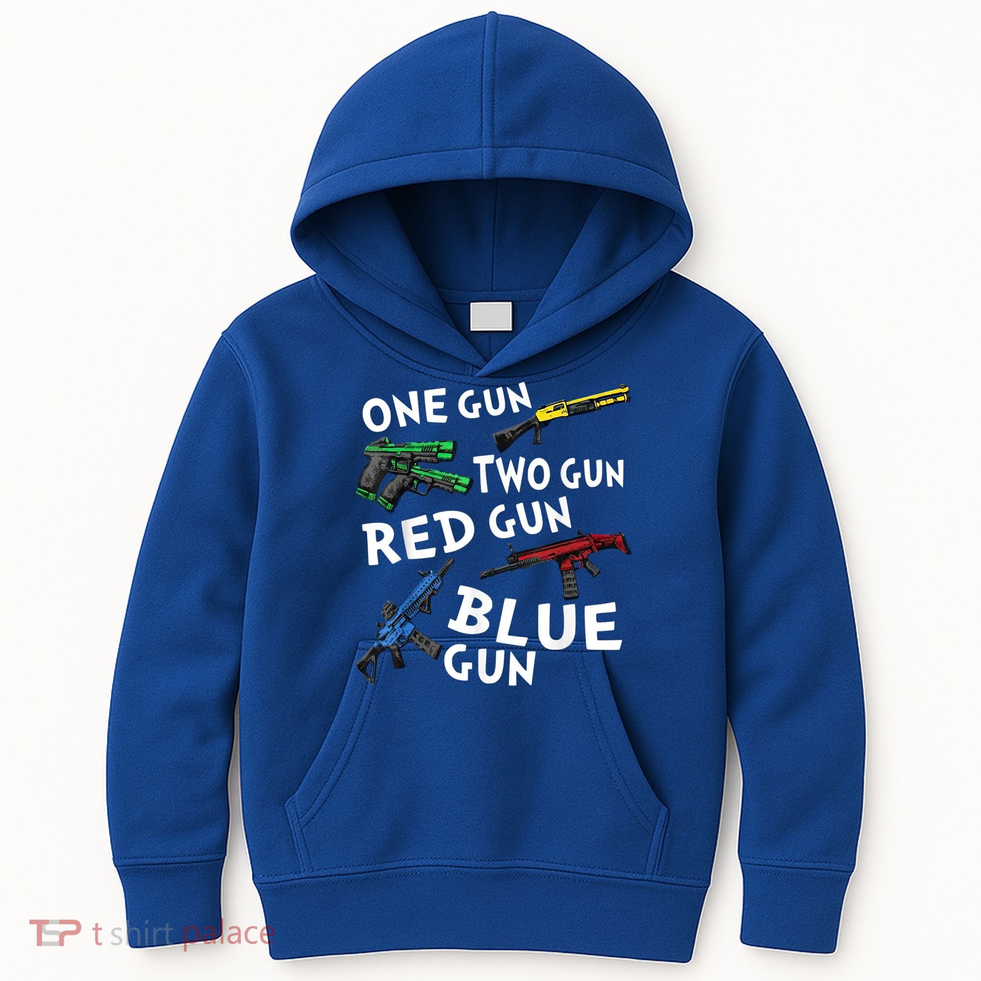 Funny Tee One Gun Two Gun Red Gun Blue Gun Custome Kids Hoodie