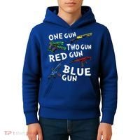 Funny Tee One Gun Two Gun Red Gun Blue Gun Custome Kids Hoodie thumb 4