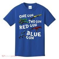 Funny Tee One Gun Two Gun Red Gun Blue Gun Custome Kids T-Shirt thumb 0