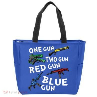 Funny Tee One Gun Two Gun Red Gun Blue Gun Custome Tote Bag