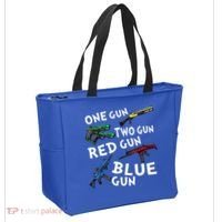 Funny Tee One Gun Two Gun Red Gun Blue Gun Custome Tote Bag thumb 2