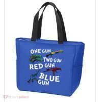 Funny Tee One Gun Two Gun Red Gun Blue Gun Custome Tote Bag thumb 3