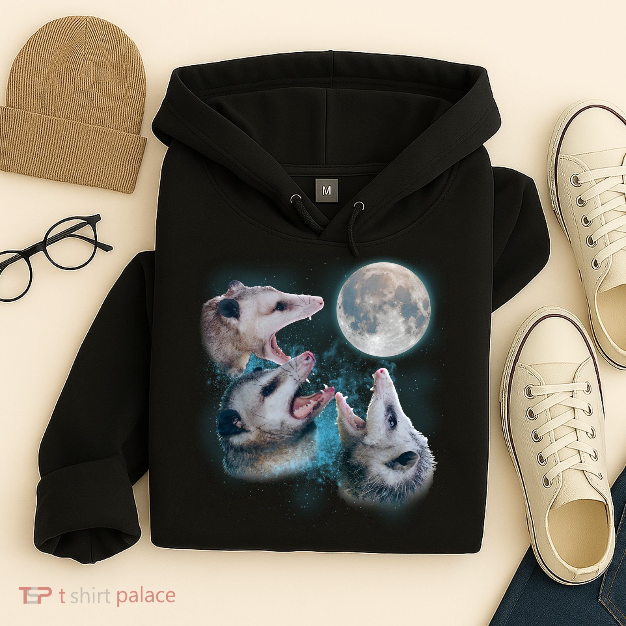 Funny Three Opossom Moon Hoodie