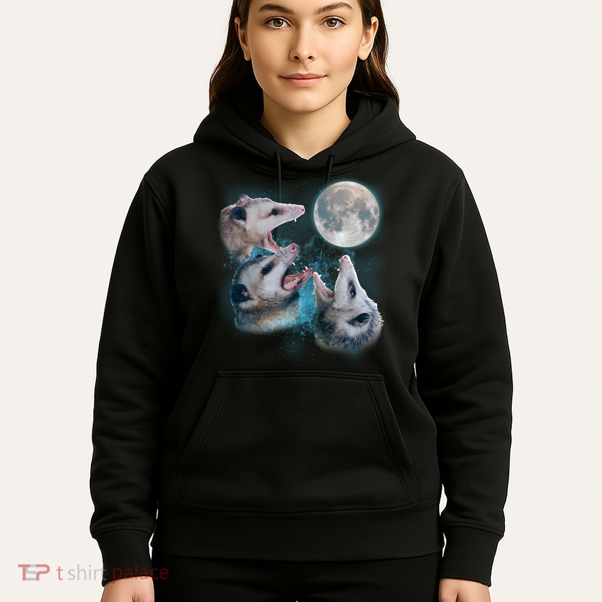 Funny Three Opossom Moon Hoodie
