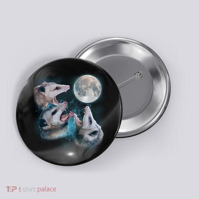 Funny Three Opossom Moon Button