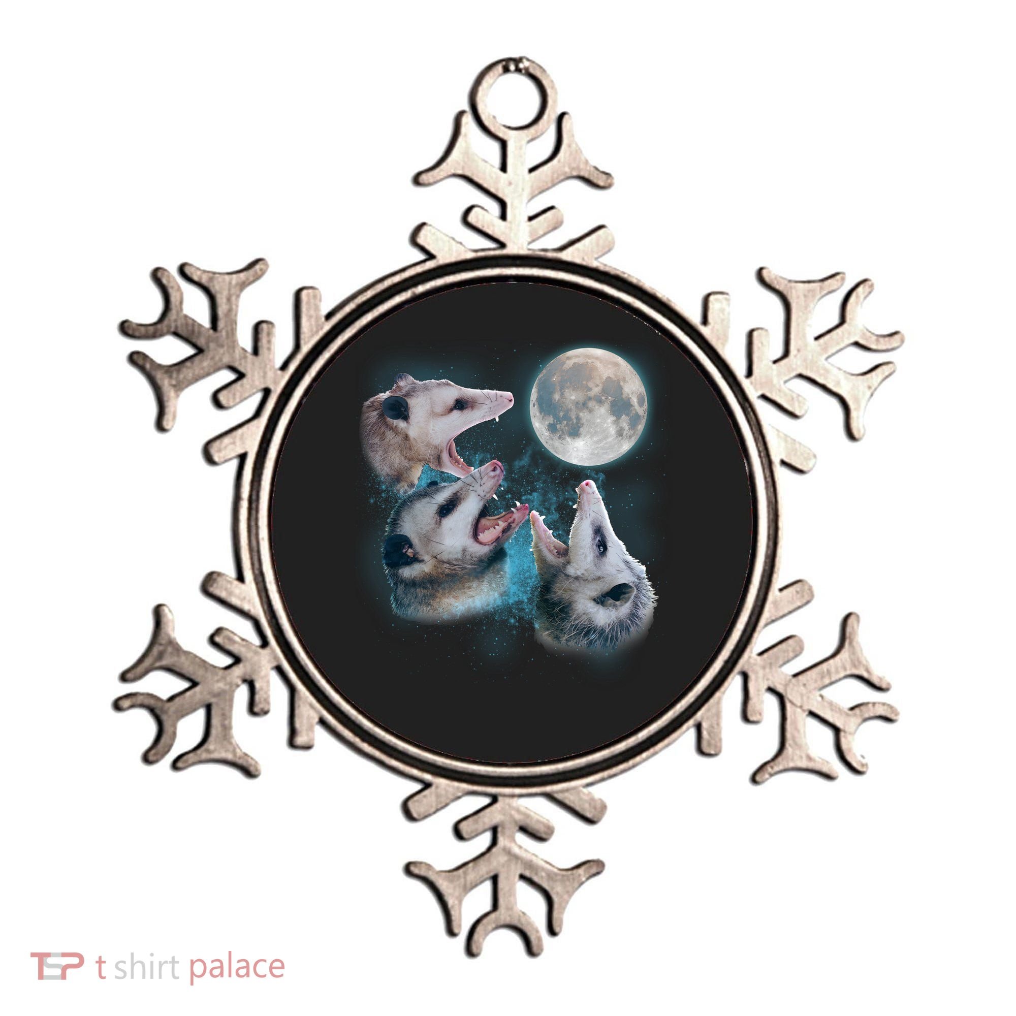 Funny Three Opossom Moon Ornament