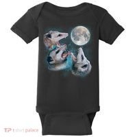 Funny Three Opossom Moon Baby Bodysuit thumb 0