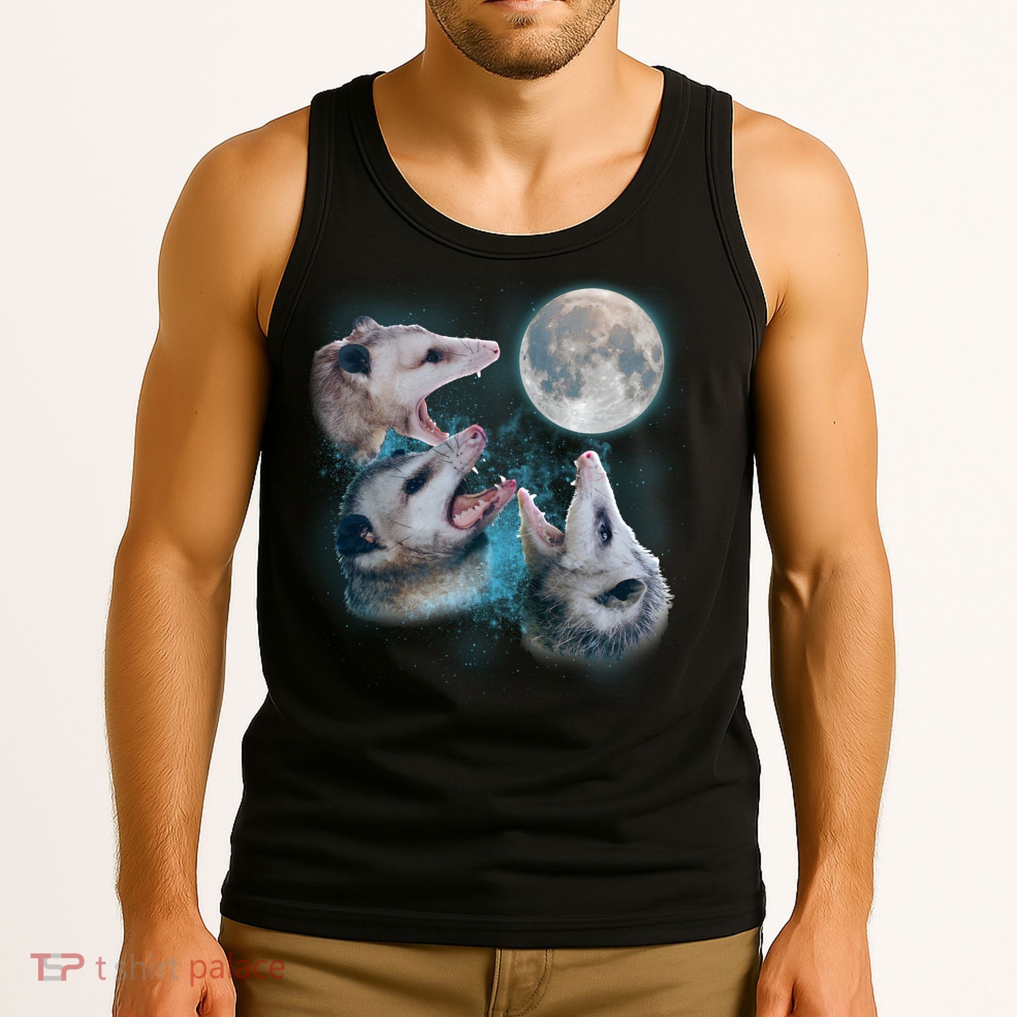 Funny Three Opossom Moon Tank Top
