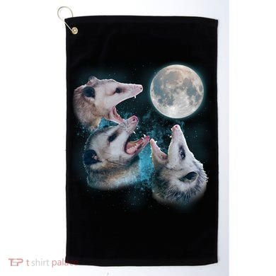 Funny Three Opossom Moon Golf Towel