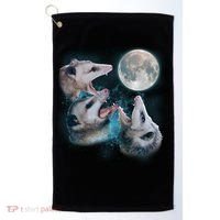 Funny Three Opossom Moon Golf Towel thumb 0