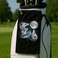 Funny Three Opossom Moon Golf Towel thumb 2
