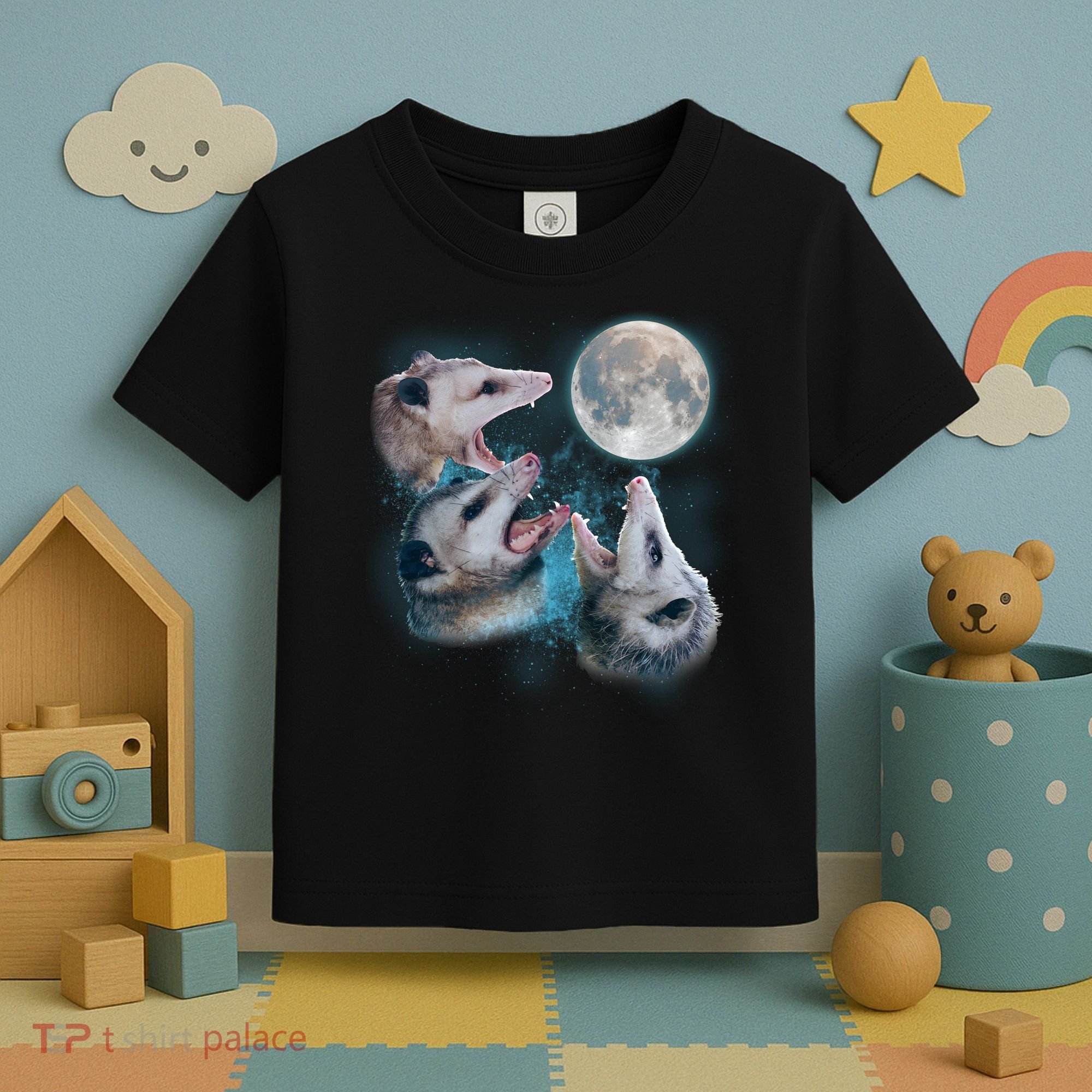 Funny Three Opossom Moon Toddler T-Shirt