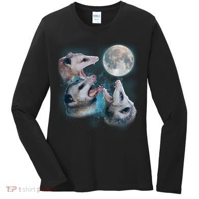 Funny Three Opossom Moon Women's Long Sleeve Shirt