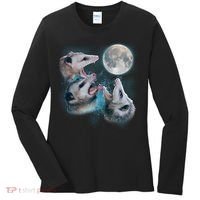 Funny Three Opossom Moon Women's Long Sleeve Shirt thumb 0
