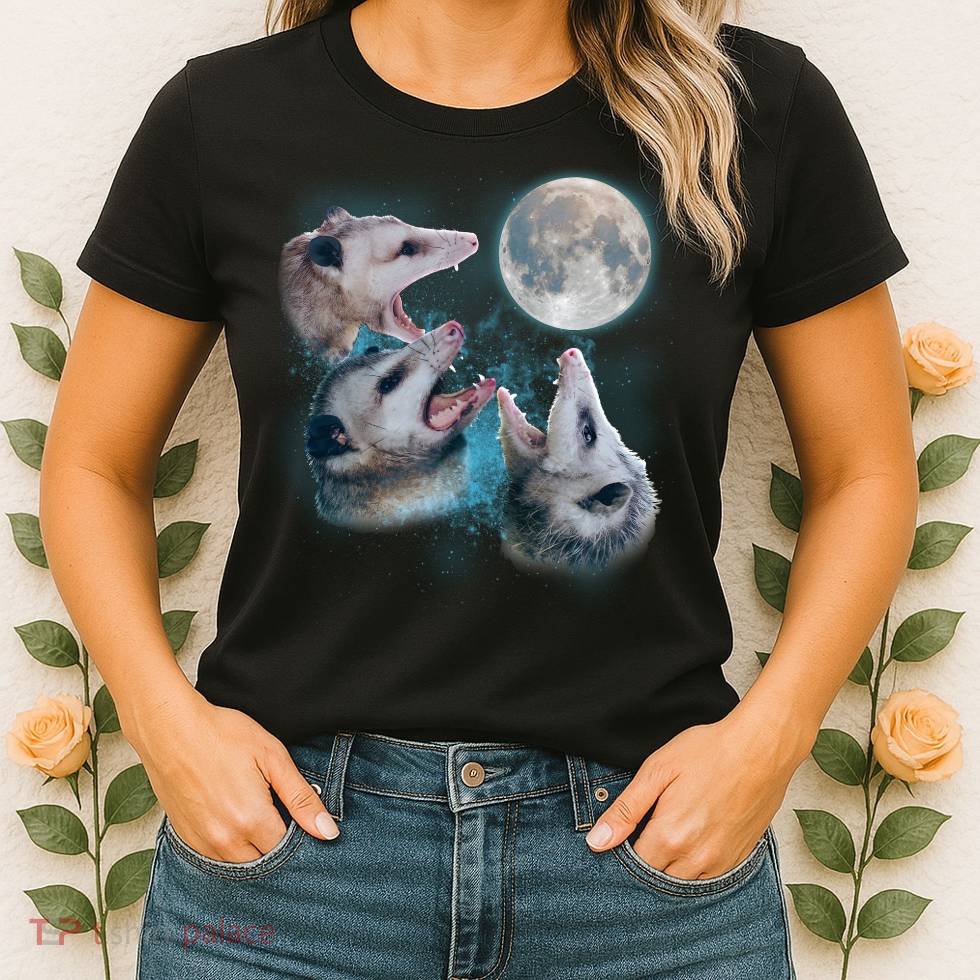 Funny Three Opossom Moon Women's T-Shirt