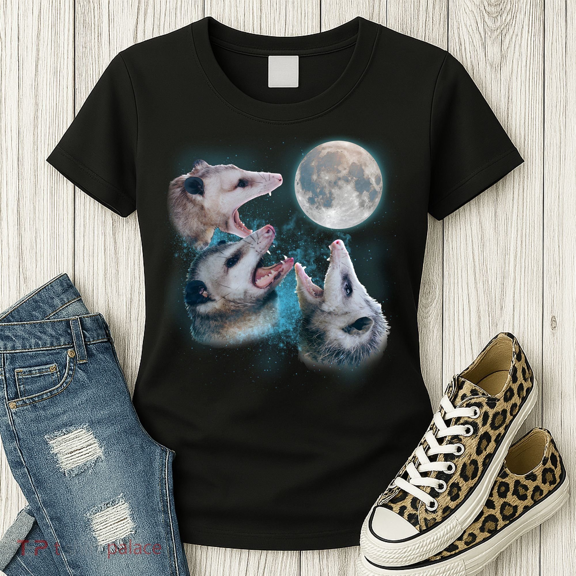 Funny Three Opossom Moon Women's T-Shirt