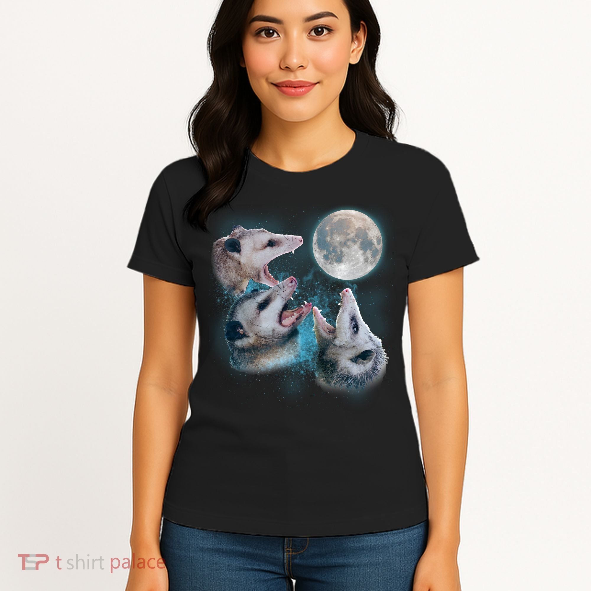 Funny Three Opossom Moon Women's T-Shirt