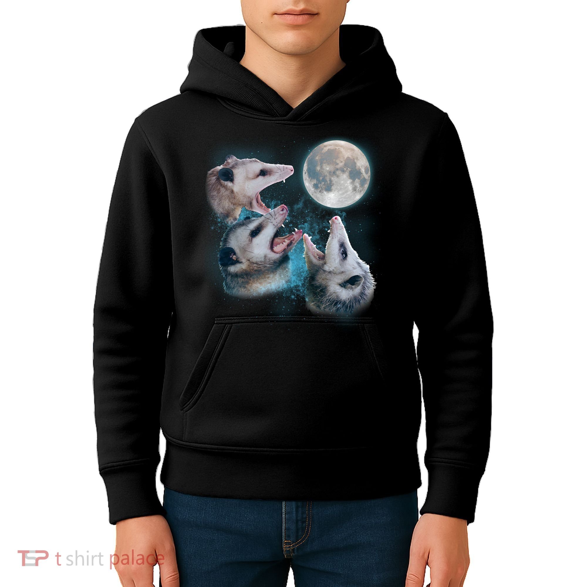 Funny Three Opossom Moon Kids Hoodie