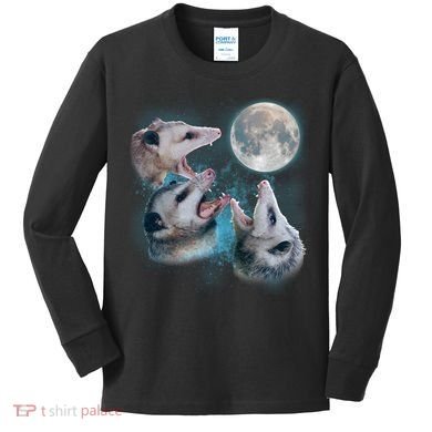 Funny Three Opossom Moon Kids Long Sleeve Shirt