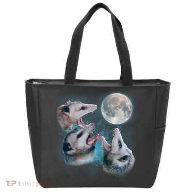 Funny Three Opossom Moon Tote Bag