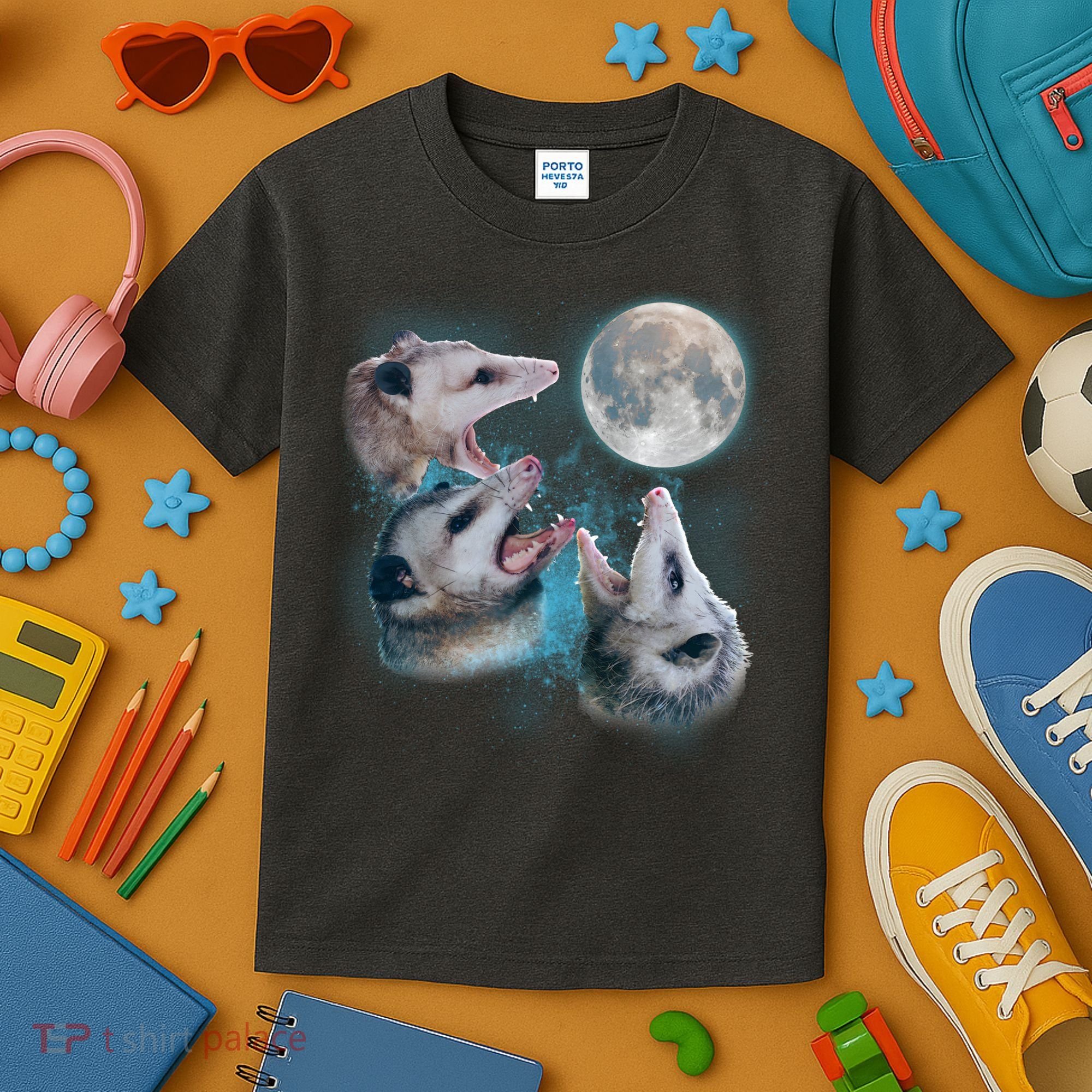 Funny Three Opossom Moon Kids T-Shirt