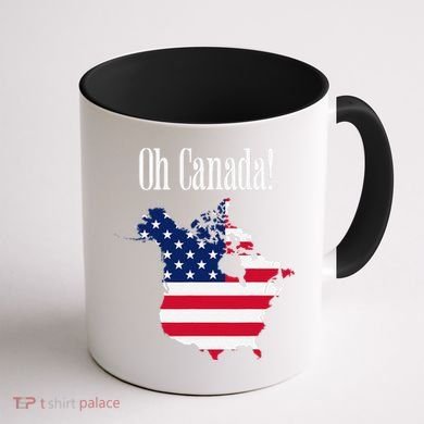 Funny Trump Oh Canada! Usa Canada Map 51st State Coffee Mug back