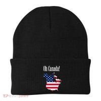 Funny Trump Oh Canada! Usa Canada Map 51st State Beanie thumb 0