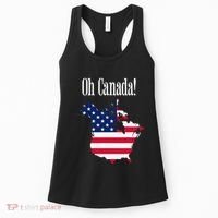 Funny Trump Oh Canada! Usa Canada Map 51st State Women's Tank Top thumb 0