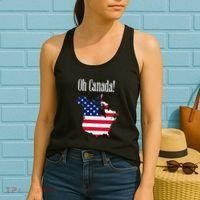 Funny Trump Oh Canada! Usa Canada Map 51st State Women's Tank Top thumb 2