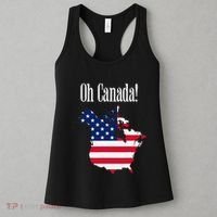 Funny Trump Oh Canada! Usa Canada Map 51st State Women's Tank Top thumb 3