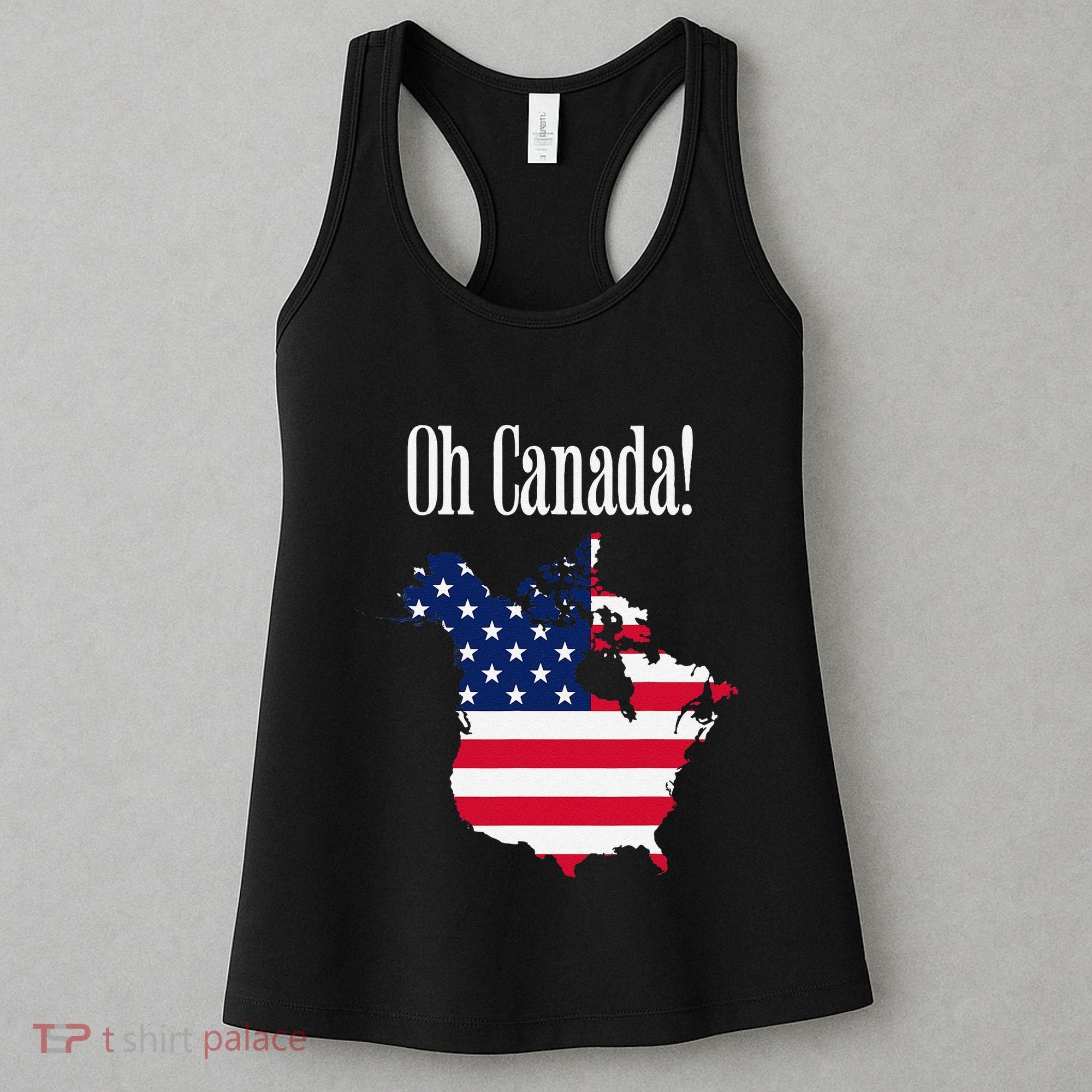 Funny Trump Oh Canada! Usa Canada Map 51st State Women's Tank Top