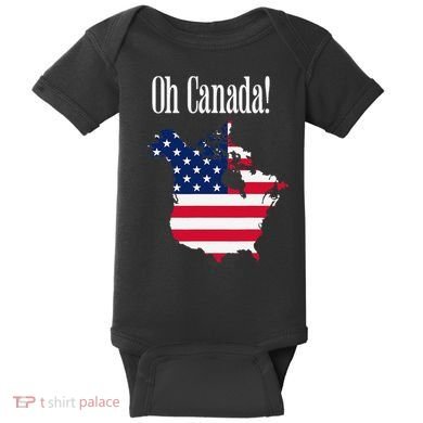 Funny Trump Oh Canada! Usa Canada Map 51st State Baby Bodysuit