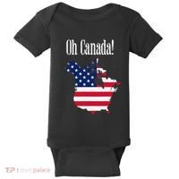 Funny Trump Oh Canada! Usa Canada Map 51st State Baby Bodysuit thumb 0