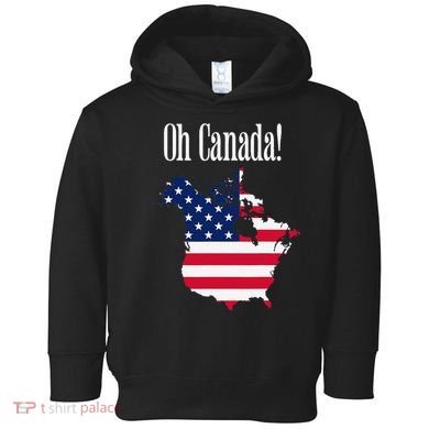 Funny Trump Oh Canada! Usa Canada Map 51st State Toddler Hoodie