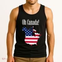 Funny Trump Oh Canada! Usa Canada Map 51st State Tank Top thumb 3