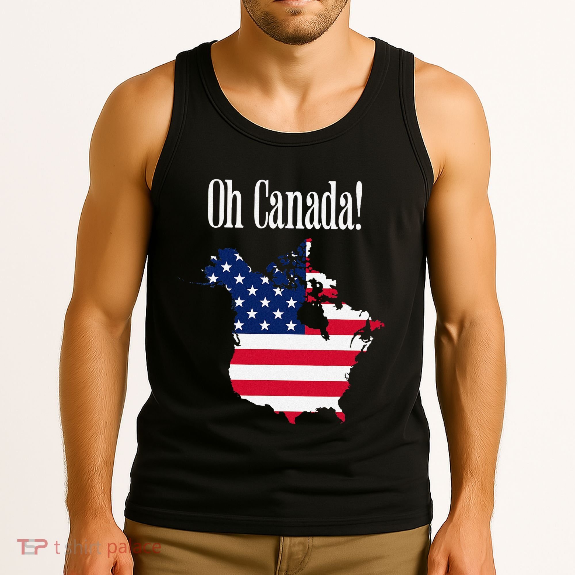 Funny Trump Oh Canada! Usa Canada Map 51st State Tank Top