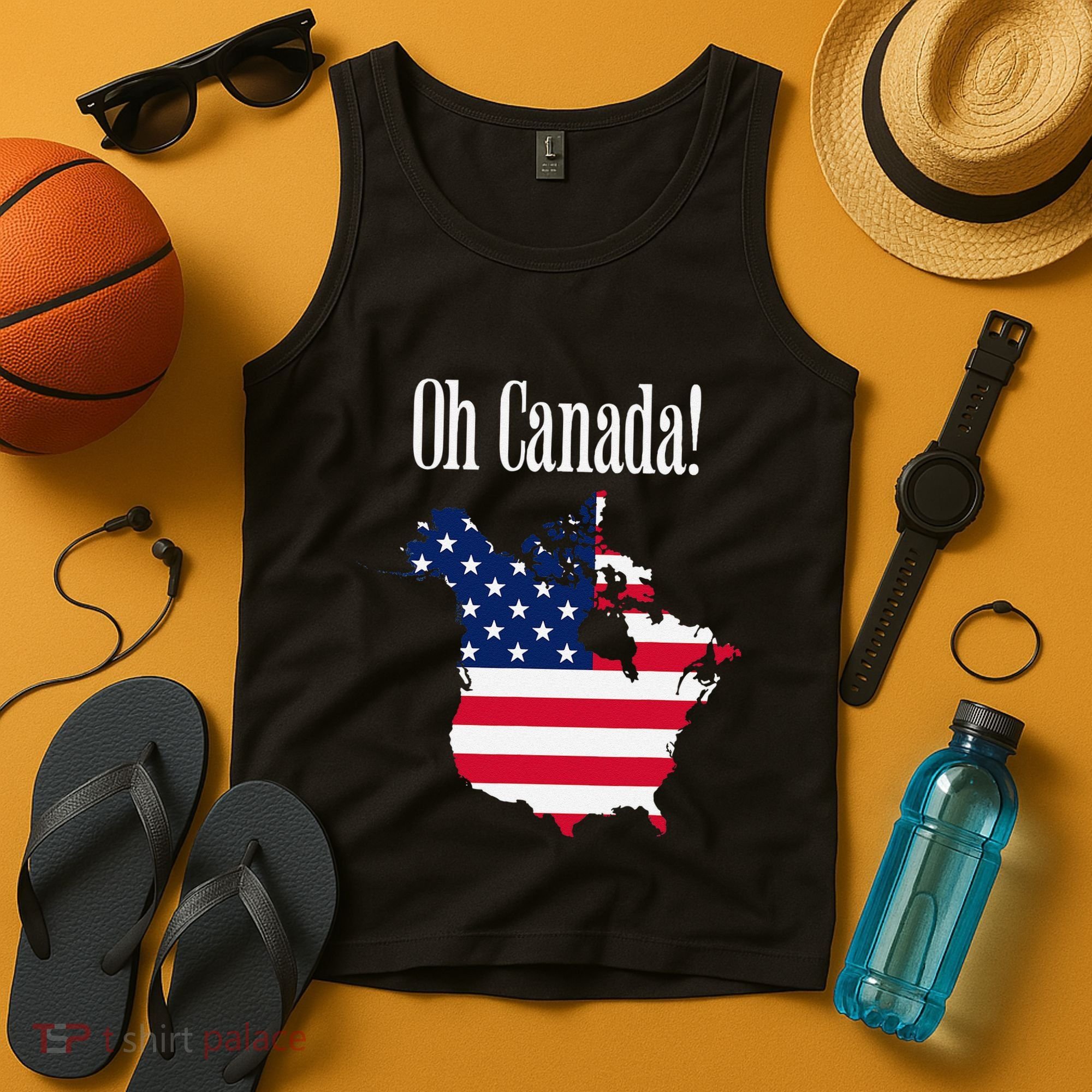 Funny Trump Oh Canada! Usa Canada Map 51st State Tank Top